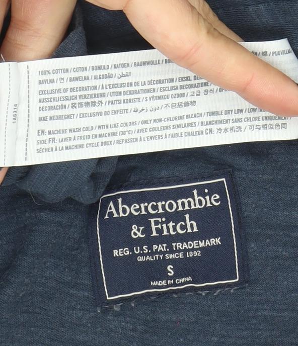 Abercrombie & Fitch Men Blue S Crew Neck Graphic Cotton T-Shirt