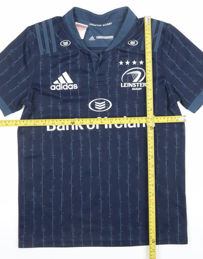 Adidas Boys Blue Leinster Rugby Short Sleeve Jersey 13-14 Years