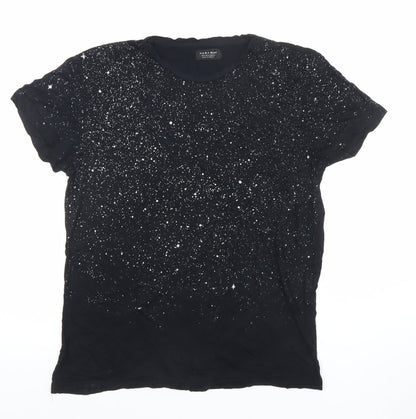 Zara Man Black Cosmic Print Cotton Short Sleeve Men's T-Shirt Size S