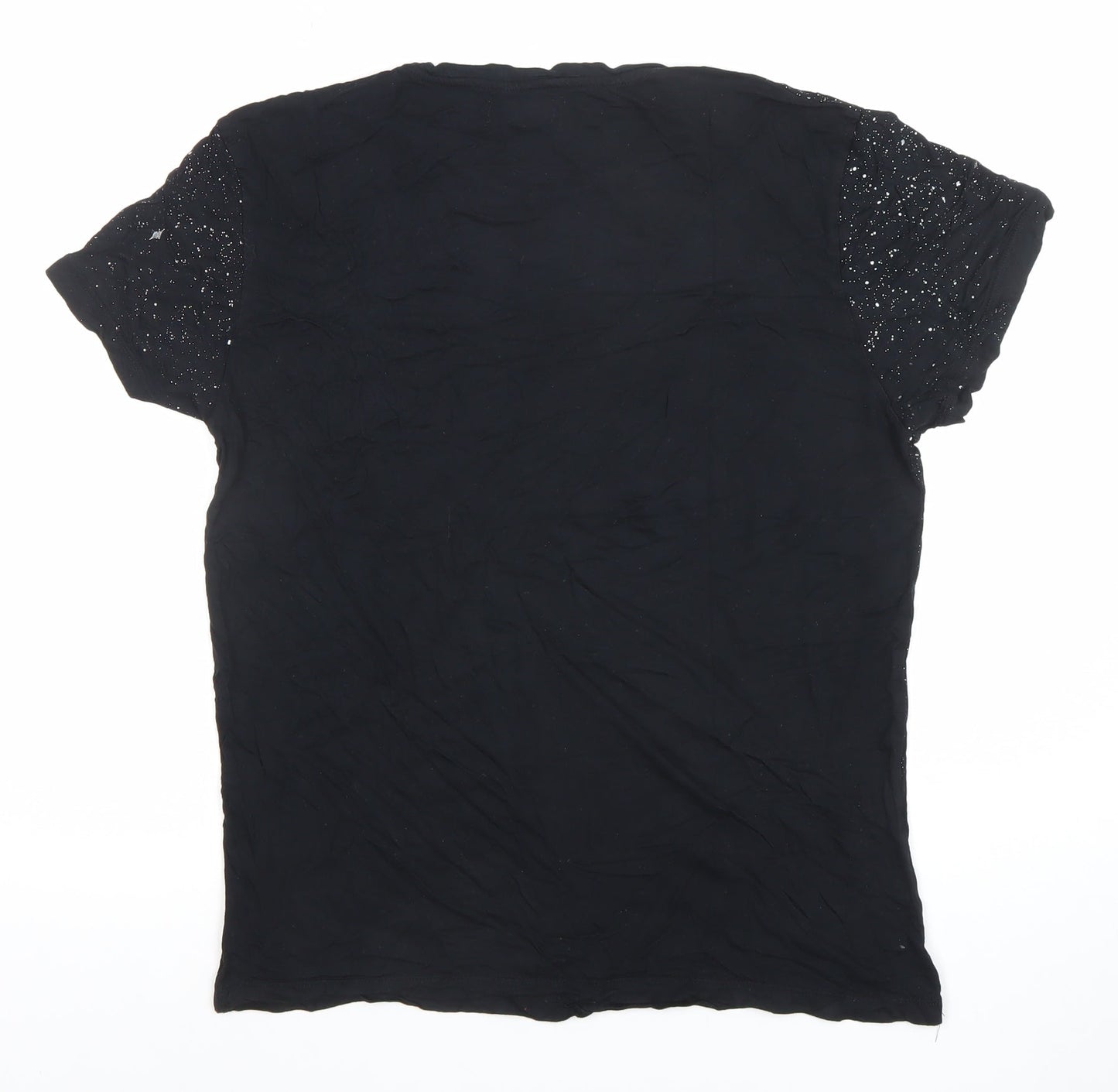 Zara Man Black Cosmic Print Cotton Short Sleeve Men's T-Shirt Size S