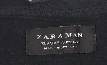 Zara Man Black Cosmic Print Cotton Short Sleeve Men's T-Shirt Size S