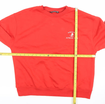 DUNNES Women Red Crew Neck Pullover Sweatshirt Size M Cotton Blend