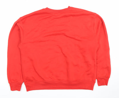DUNNES Women Red Crew Neck Pullover Sweatshirt Size M Cotton Blend