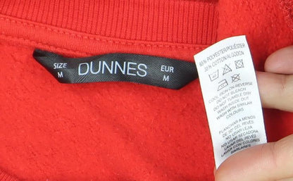 DUNNES Women Red Crew Neck Pullover Sweatshirt Size M Cotton Blend