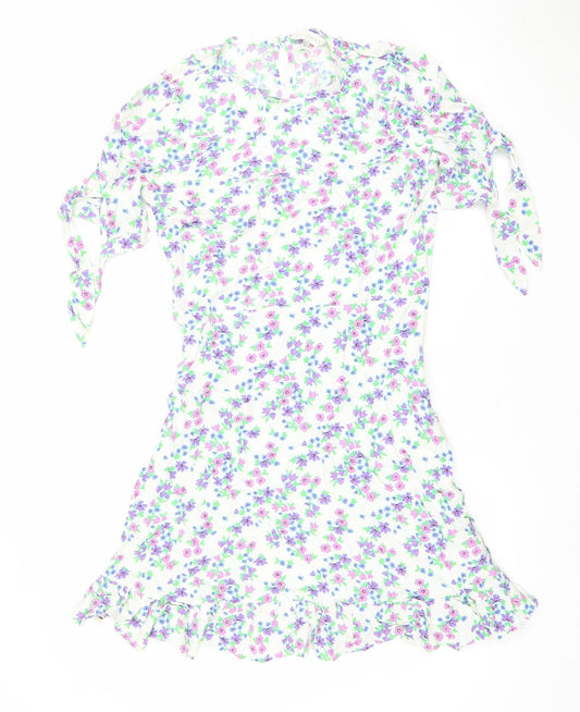 Marks and Spencer Women’s Multicoloured Floral One Shoulder Wrap Dress Size 10