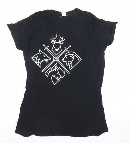 Womens UK Size XL Gildan Black Basic T-Shirt