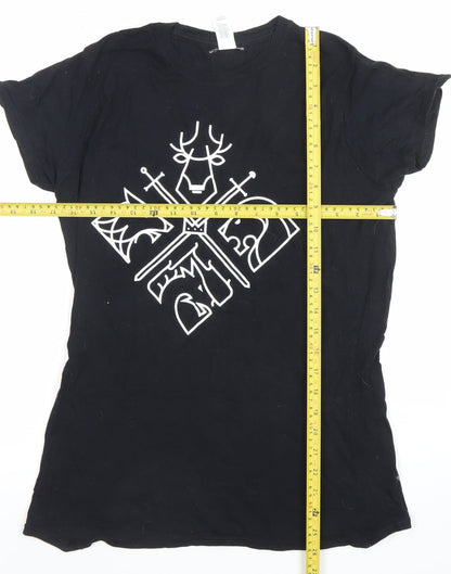 Womens UK Size XL Gildan Black Basic T-Shirt