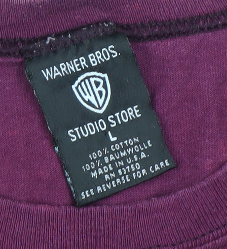 Warner Bros Studio Store Tweety Purple Graphic Men's Large Cotton T-Shirt