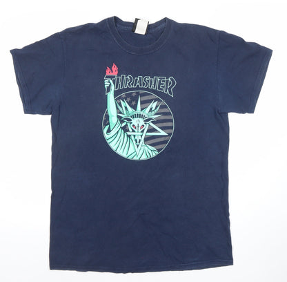 Thrasher San Francisco Men’s Blue Graphic Print Cotton T-Shirt M