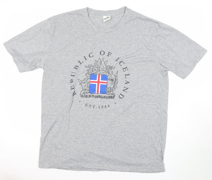 Shop Icelandic Men's Grey L Flag Graphic Cotton T-Shirt