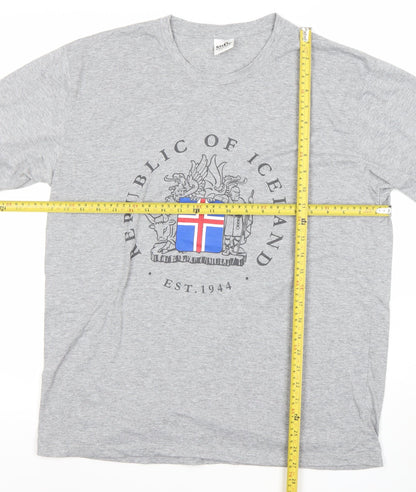 Shop Icelandic Men's Grey L Flag Graphic Cotton T-Shirt