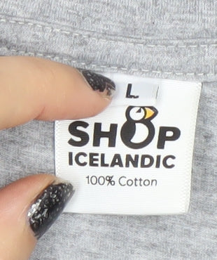 Shop Icelandic Men's Grey L Flag Graphic Cotton T-Shirt