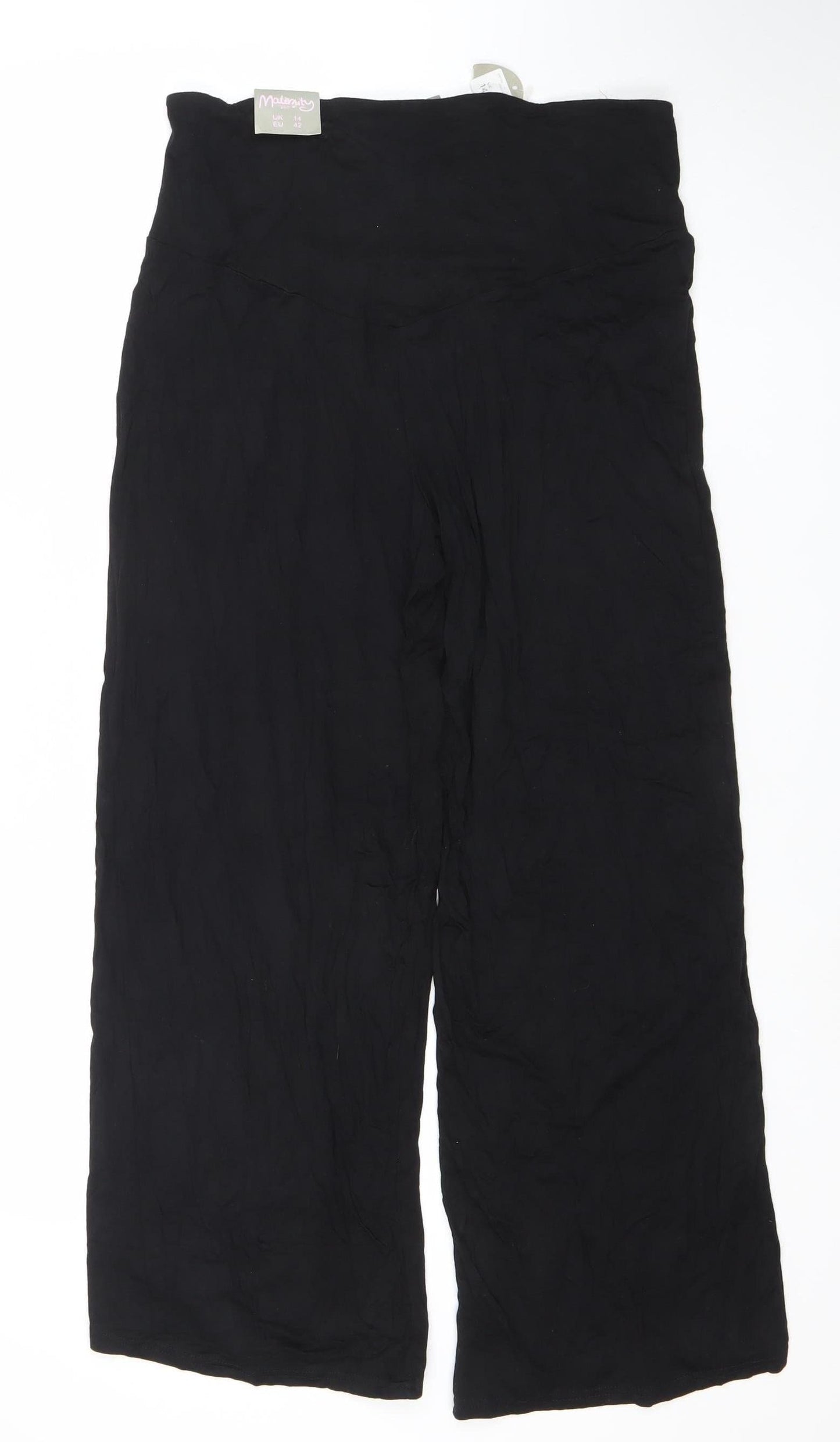 Matalan Maternity Black Wide-Leg Jersey Trousers Size 14