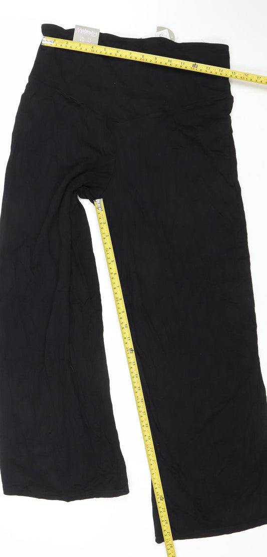 Matalan Maternity Black Wide-Leg Jersey Trousers Size 14