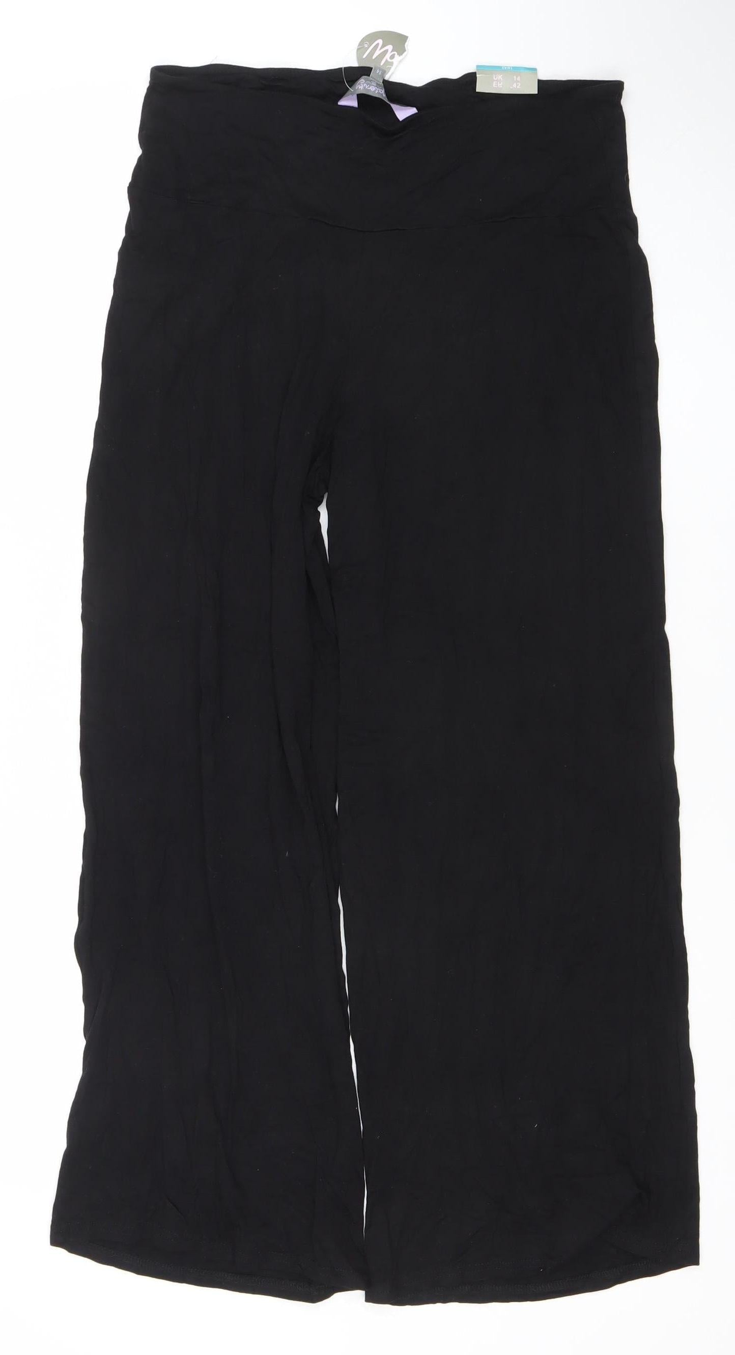 Matalan Maternity Black Wide-Leg Jersey Trousers Size 14