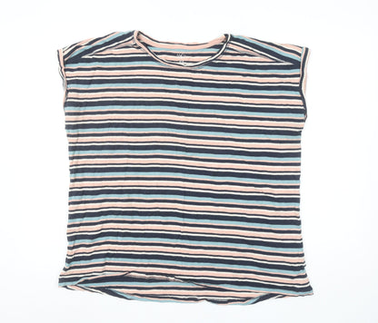 M&Co Women Multicoloured Striped Cotton Modal Sleeveless T-Shirt UK20