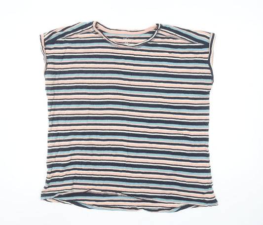 M&Co Women Multicoloured Striped Cotton Modal Sleeveless T-Shirt UK20