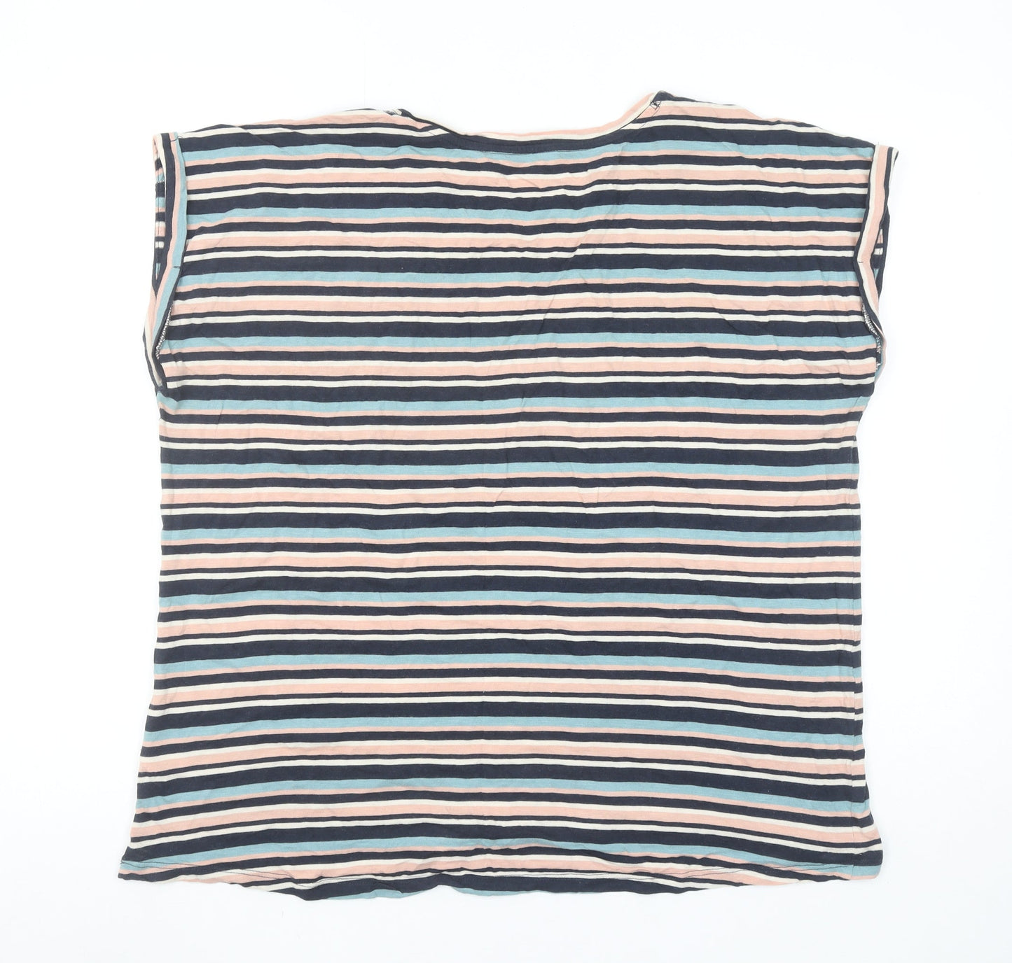 M&Co Women Multicoloured Striped Cotton Modal Sleeveless T-Shirt UK20