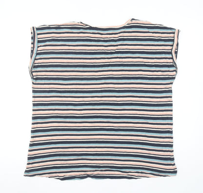 M&Co Women Multicoloured Striped Cotton Modal Sleeveless T-Shirt UK20