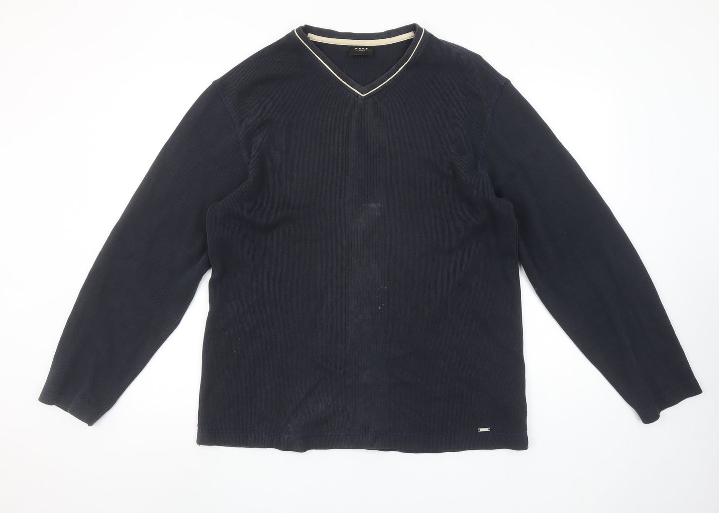 Next Men’s Blue V-Neck Knit Jumper Size L Classic Pullover