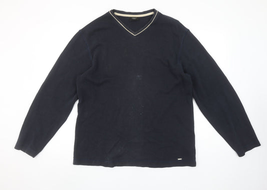 Next Men’s Blue V-Neck Knit Jumper Size L Classic Pullover
