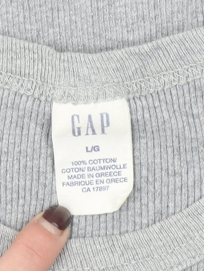 GAP Womens Grey Cotton Short Sleeve Basic Crew Neck T-Shirt Size L