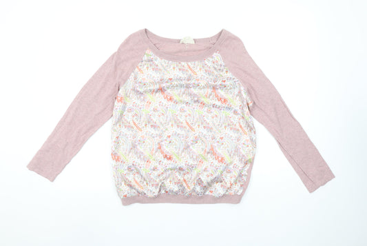Laura Ashley Women Pink Paisley Long Sleeve Basic Top UK 14