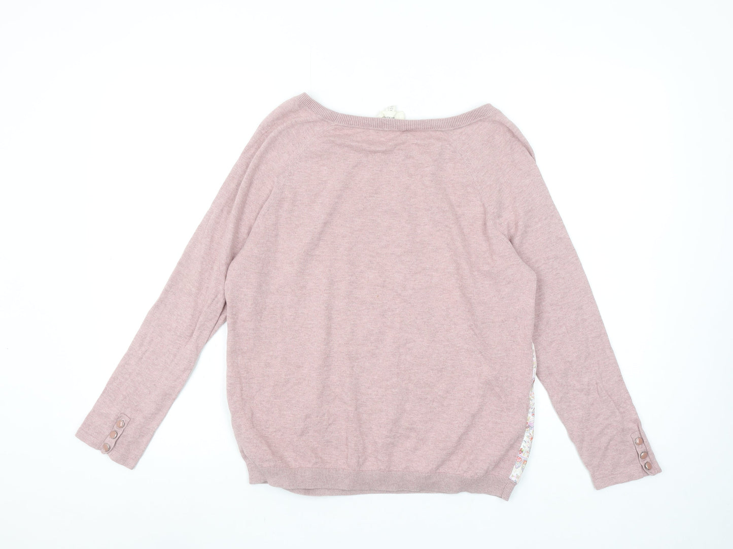 Laura Ashley Women Pink Paisley Long Sleeve Basic Top UK 14