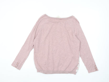 Laura Ashley Women Pink Paisley Long Sleeve Basic Top UK 14