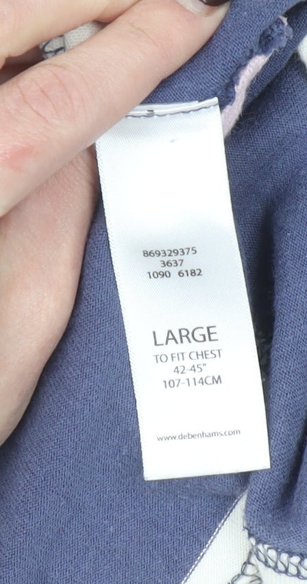 Maine New England Men’s Blue White Striped Polo Shirt Size L Cotton