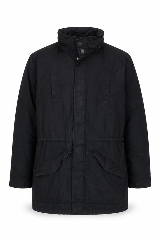 Front view of Kin by John Lewis Men's Black Parka Coat L Regular Fit Hooded