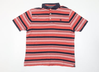 Marks and Spencer Blue Harbour Men's Red Striped Polo Shirt XL Cotton