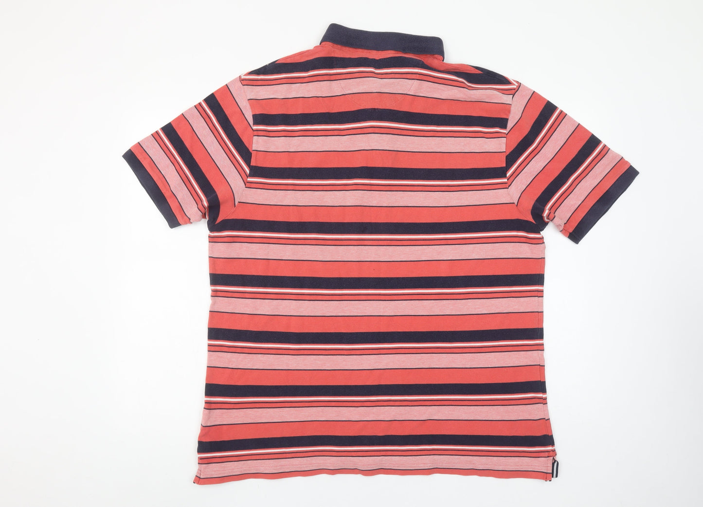 Marks and Spencer Blue Harbour Men's Red Striped Polo Shirt XL Cotton