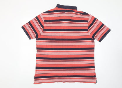 Marks and Spencer Blue Harbour Men's Red Striped Polo Shirt XL Cotton