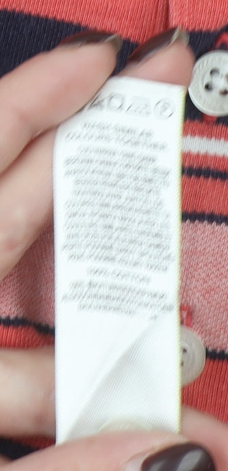 Marks and Spencer Blue Harbour Men's Red Striped Polo Shirt XL Cotton