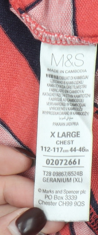 Marks and Spencer Blue Harbour Men's Red Striped Polo Shirt XL Cotton