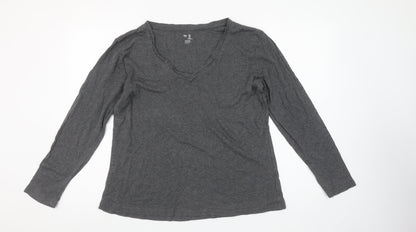 Gap Women’s Grey Long Sleeve V-Neck Basic Jersey T-Shirt L