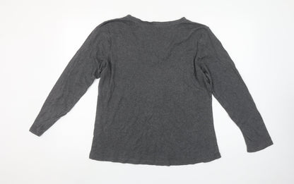 Gap Women’s Grey Long Sleeve V-Neck Basic Jersey T-Shirt L