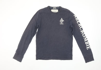 Abercrombie & Fitch Men's Blue Long Sleeve Crew Neck Graphic T-Shirt Size S