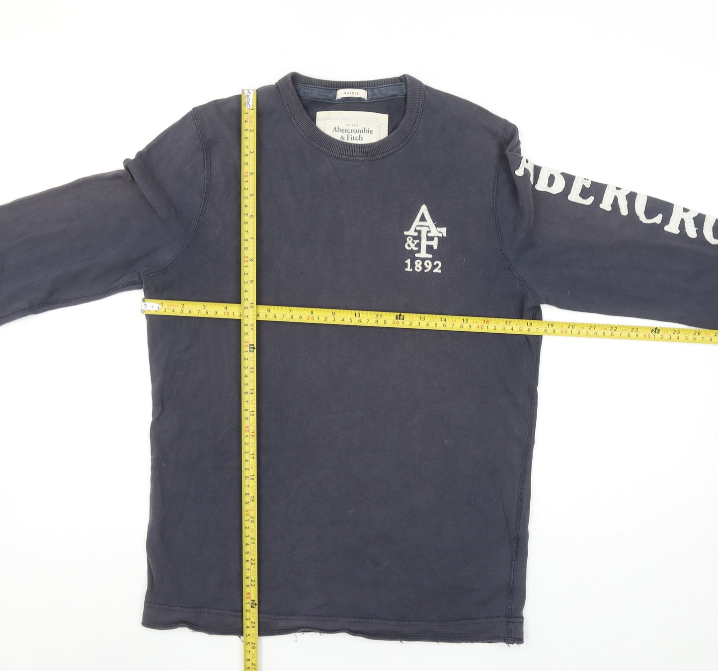 Abercrombie & Fitch Men's Blue Long Sleeve Crew Neck Graphic T-Shirt Size S