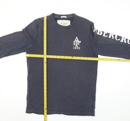 Abercrombie & Fitch Men's Blue Long Sleeve Crew Neck Graphic T-Shirt Size S