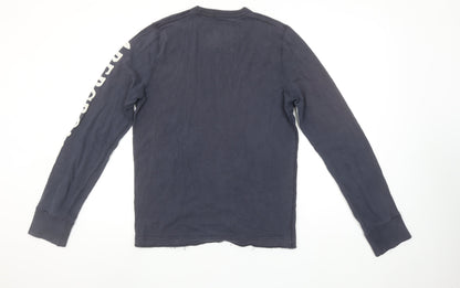 Abercrombie & Fitch Men's Blue Long Sleeve Crew Neck Graphic T-Shirt Size S