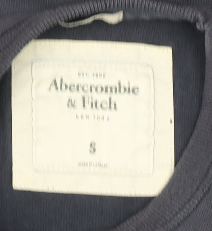 Abercrombie & Fitch Men's Blue Long Sleeve Crew Neck Graphic T-Shirt Size S