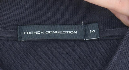 French Connection Men's Black 1/4 Zip Cotton Polo Shirt Size M