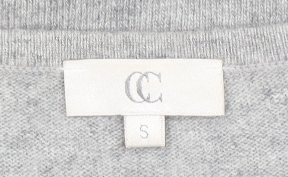 CC Women Grey Angora Cashmere Blend V-Neck Long Sleeve Jumper S