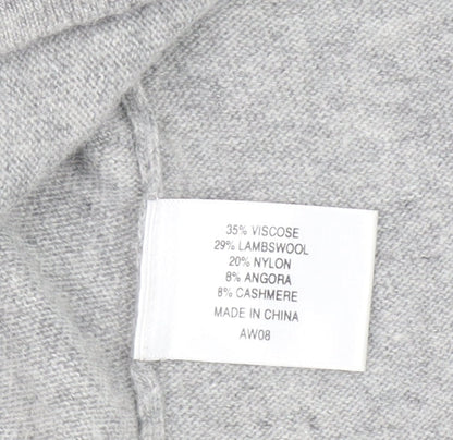 CC Women Grey Angora Cashmere Blend V-Neck Long Sleeve Jumper S