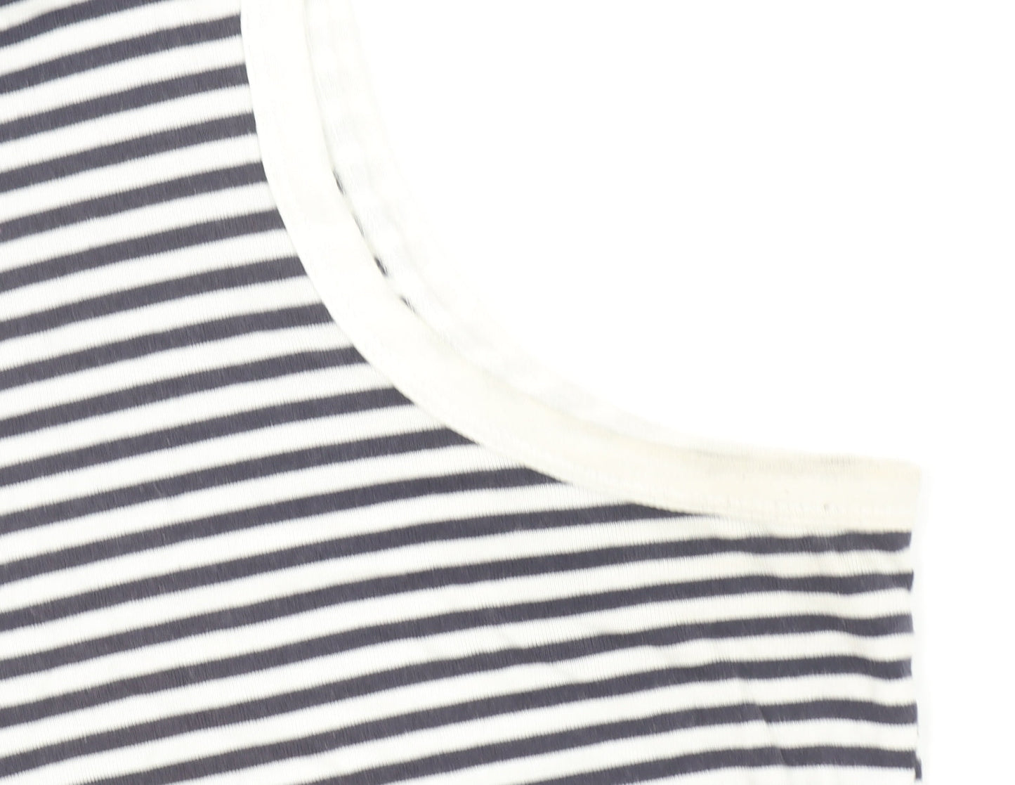 Marks and Spencer Per Una Women's Blue Striped Sleeveless Cotton Polo Top Size 14