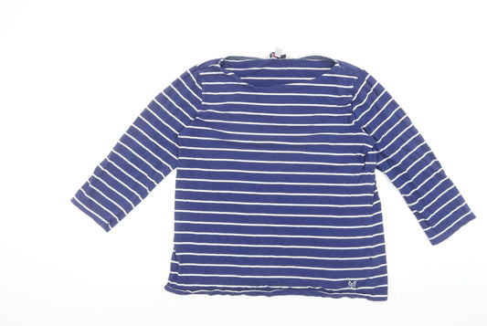 Crew Clothing Co. Womens Blue White Striped Long Sleeve Cotton T-Shirt Size 14