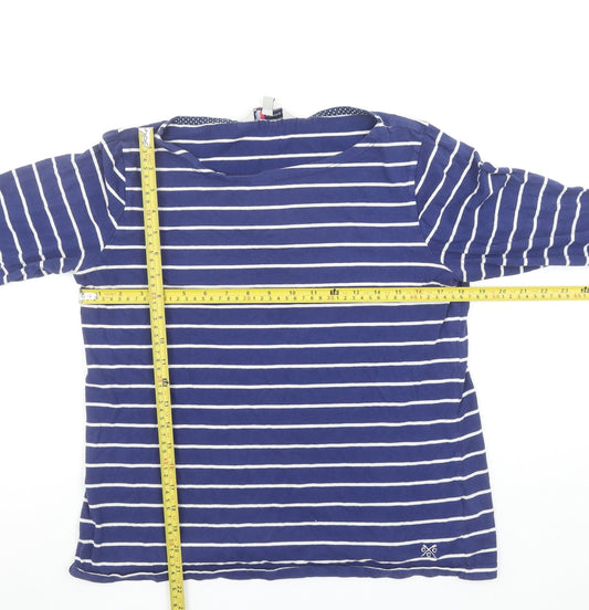 Crew Clothing Co. Womens Blue White Striped Long Sleeve Cotton T-Shirt Size 14