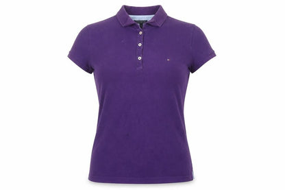 Tommy Hilfiger Women's Purple Cotton Polo Shirt L Short Sleeve Casual